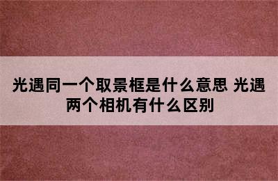 光遇同一个取景框是什么意思 光遇两个相机有什么区别